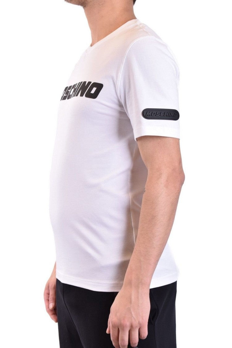 Moschino White Logo Print Cotton T-Shirt