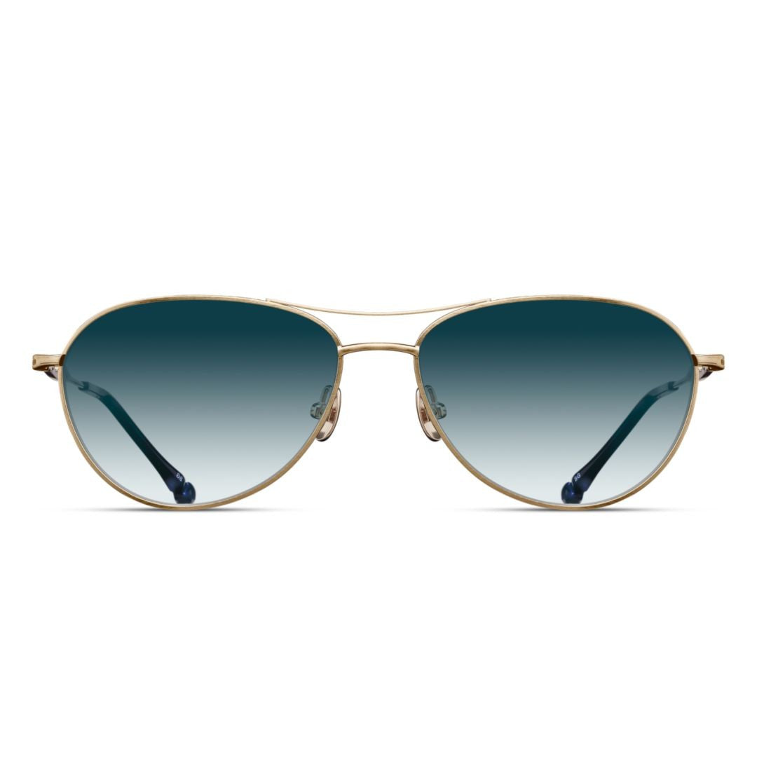 Matsuda M3139.Sg Gold Finish Aviator Sunglasses With Gradient Blue Lenses