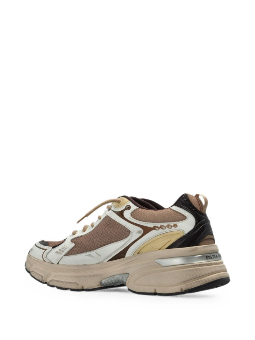 Golden Goose Layered Silk Nylon Chunky Sole Sneakers