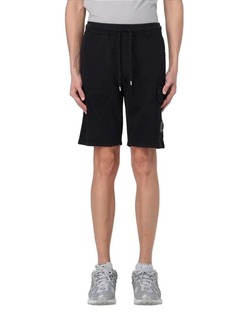 C.P. Company Drawstring Waistband Black Cotton Shorts