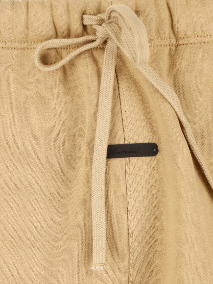 Fear Of God Essentials Beige Wide-Leg Cropped Tonal Embroidered Trousers