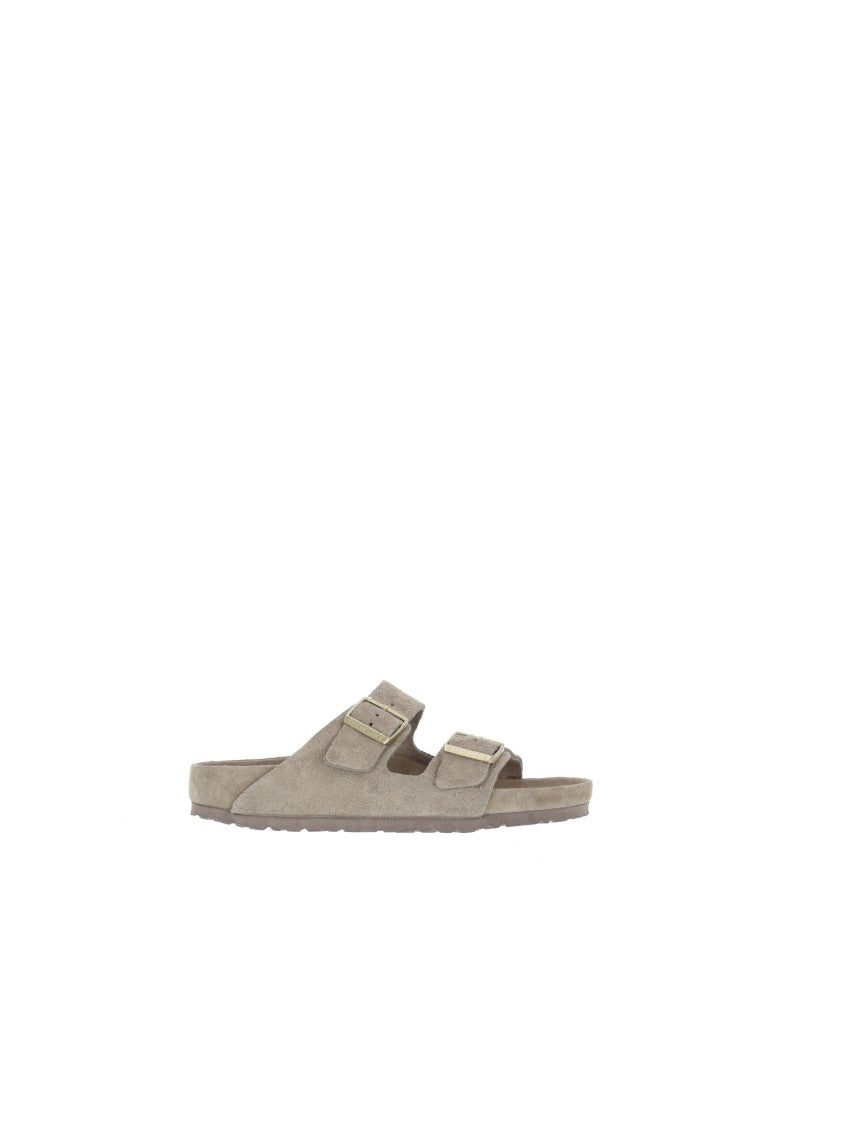 Birkenstock Taupe Arizona Suede Leather Slide Sandal