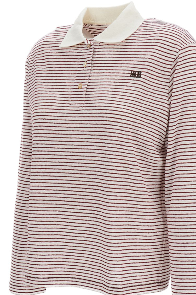 Wales Bonner Pink/Red/White Trust Striped Linen Cotton Polo Shirt