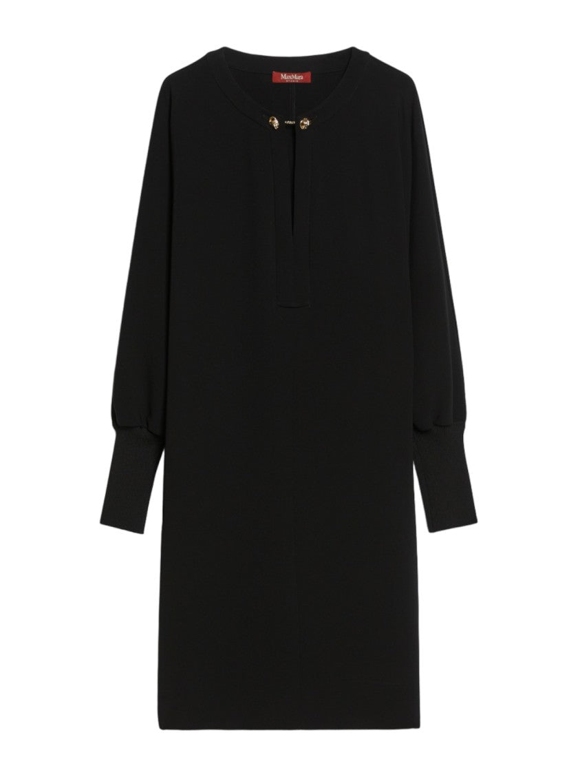 Max Mara Knee-Length Black Dress With Puffed Sleeves
