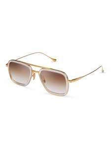 Dita Gradient Brown Sunglasses With Gold Detailing And Square Frame