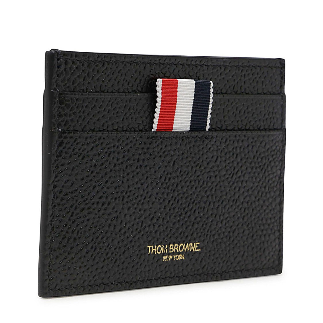 Thom Browne Black Tricolor Accent Gold Logo Leather Wallet