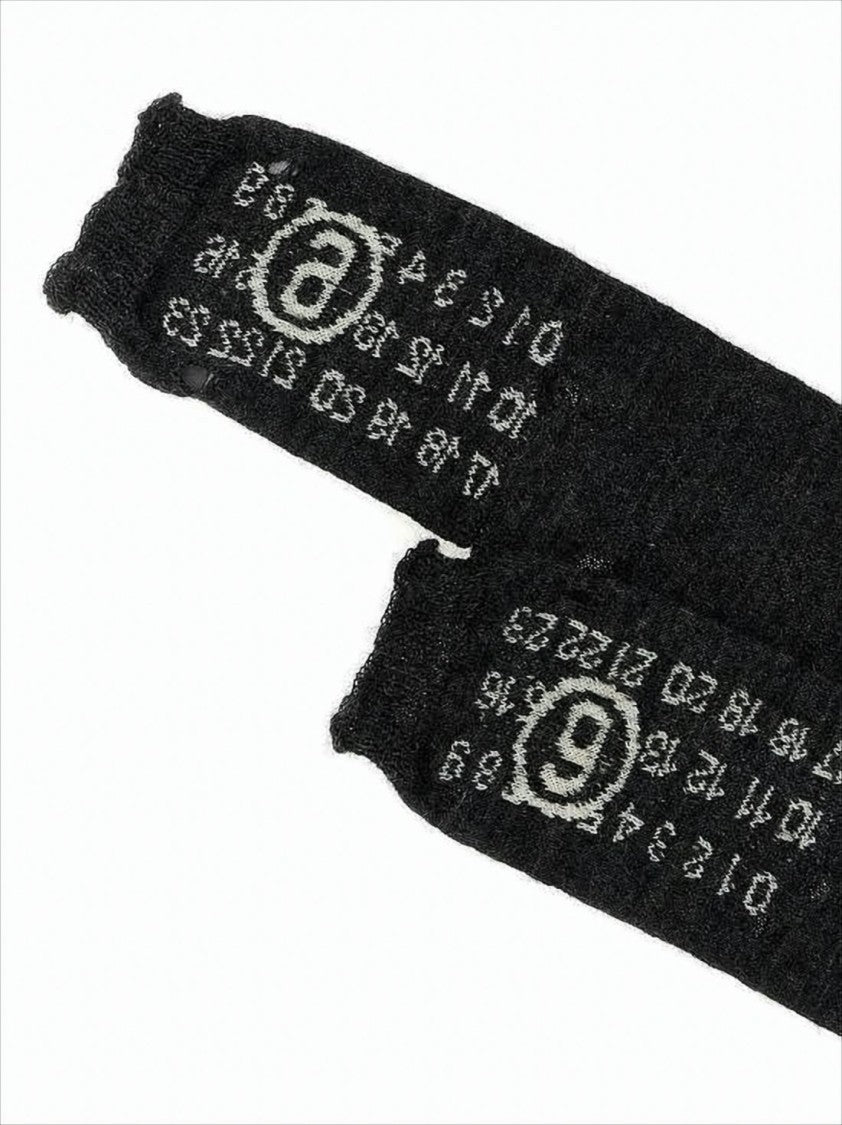 Mm6 By Maison Margiela Knitted Wool Gloves With Numeric Pattern