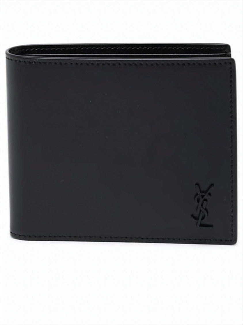 Saint Laurent Minimalist Black Calf Leather Wallet