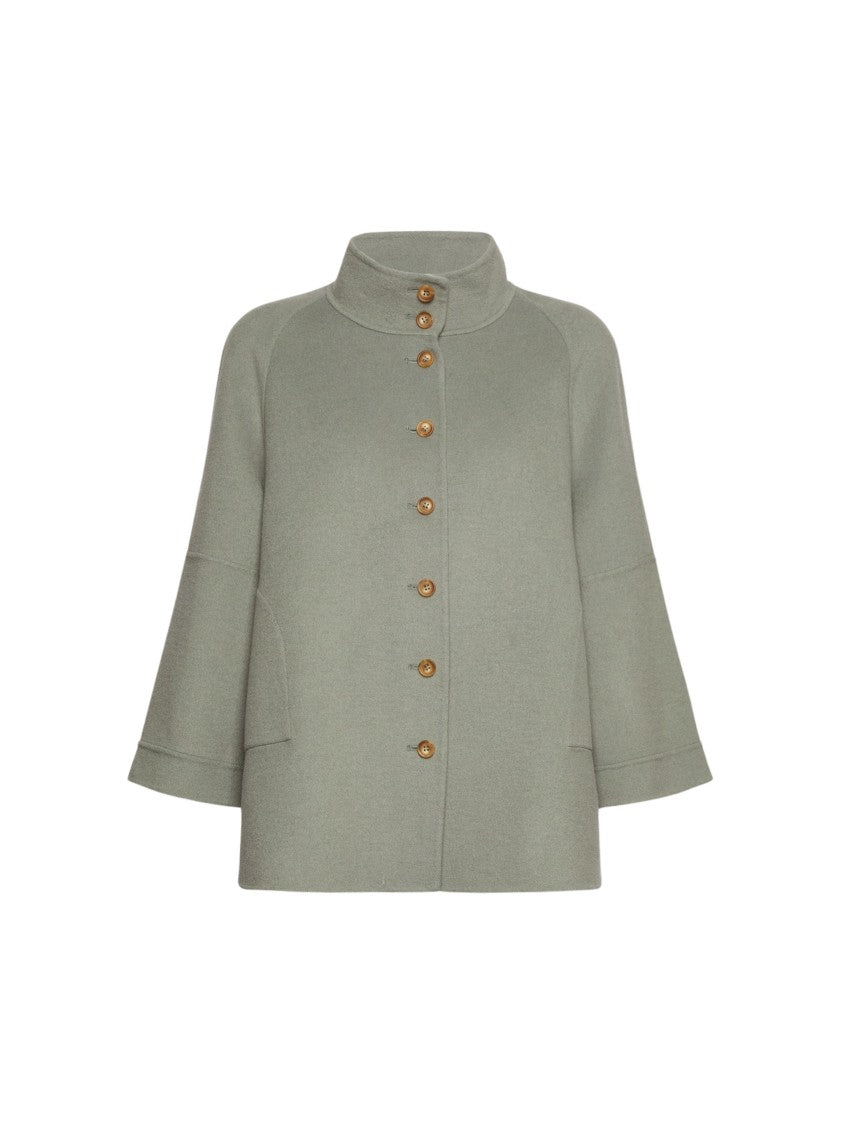 Elena Miro` Wide-Line Wool-Blend Double-Breasted Peacoat