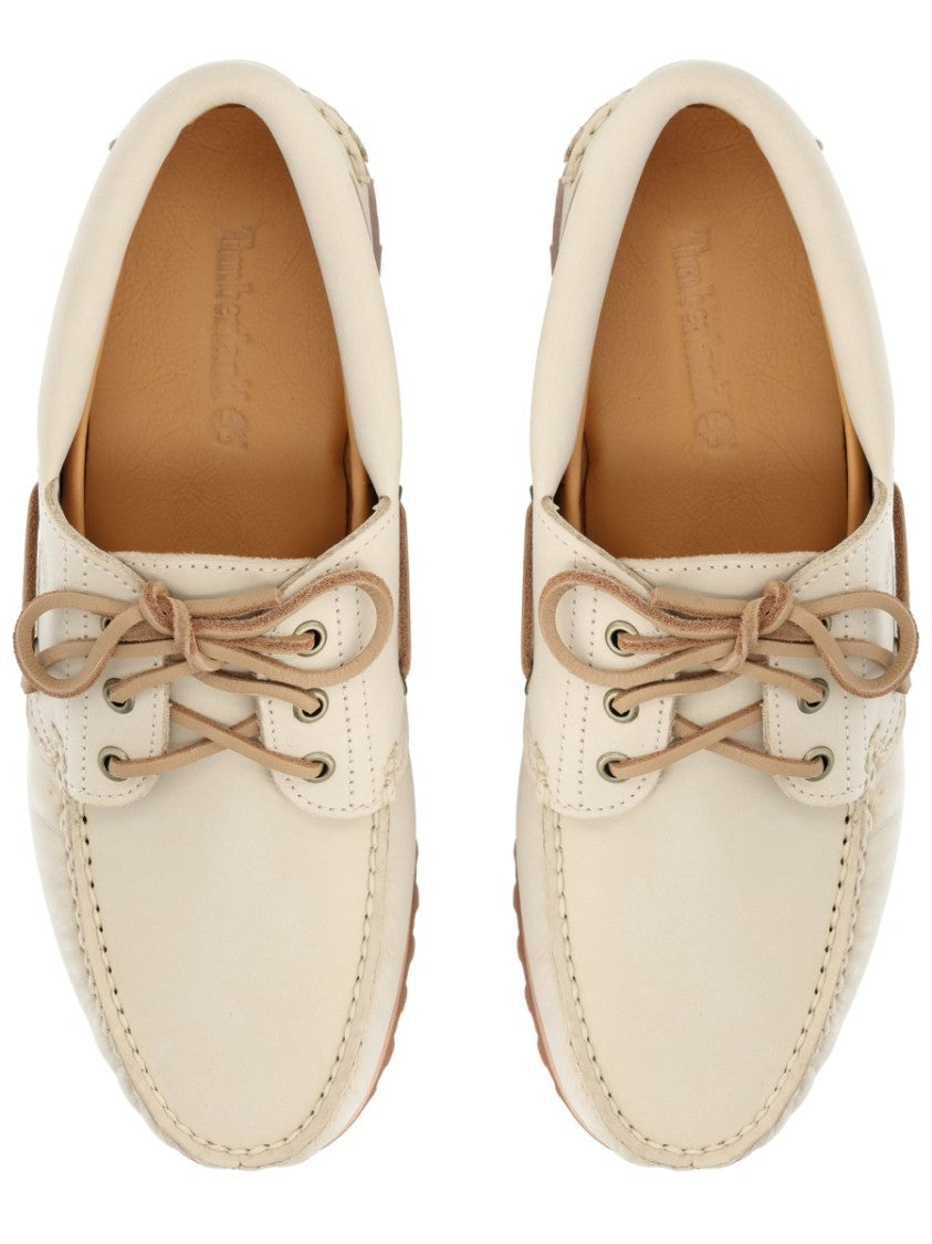 Timberland Light Beige Moc Toe Tread Boat Shoes