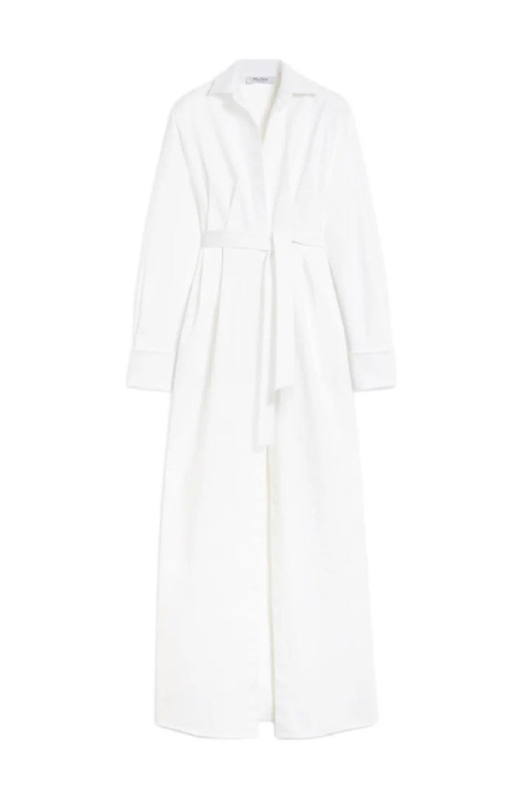 Max Mara Classic Collar Long Dress With Belted Waist