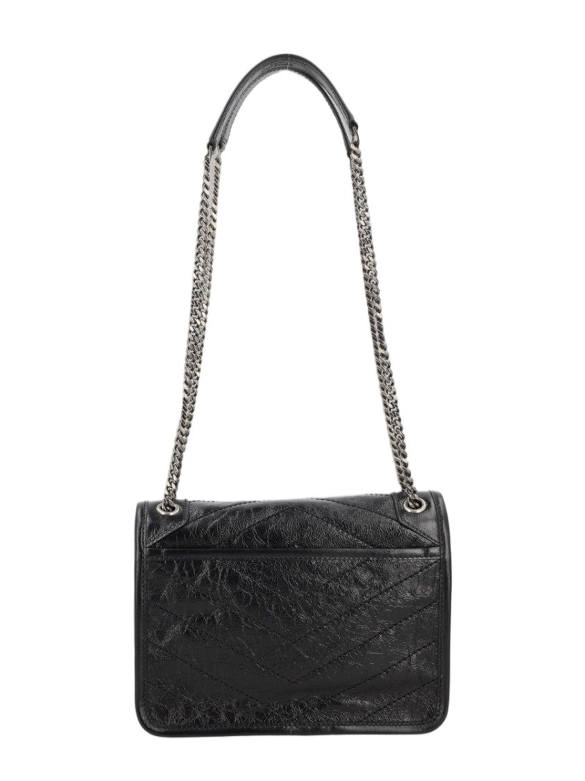 Saint Laurent Compact Rectangular Shoulder Bag With Textured Surface And Chain Strap