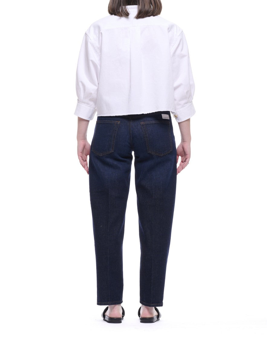 Cellar Door White Loren Cropped Cotton Shirt