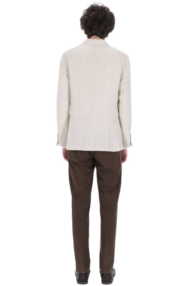 Barba Prince Of Wales Linen-Cotton-Silk Blazer