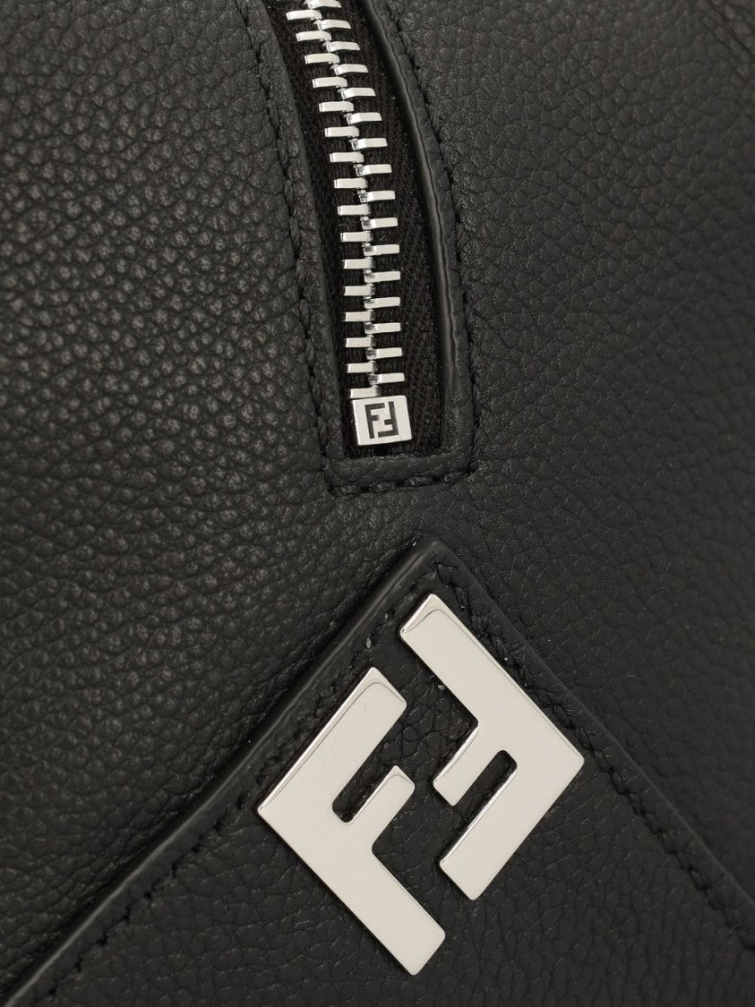 Fendi Black Lui Textured Zip Toiletry Bag