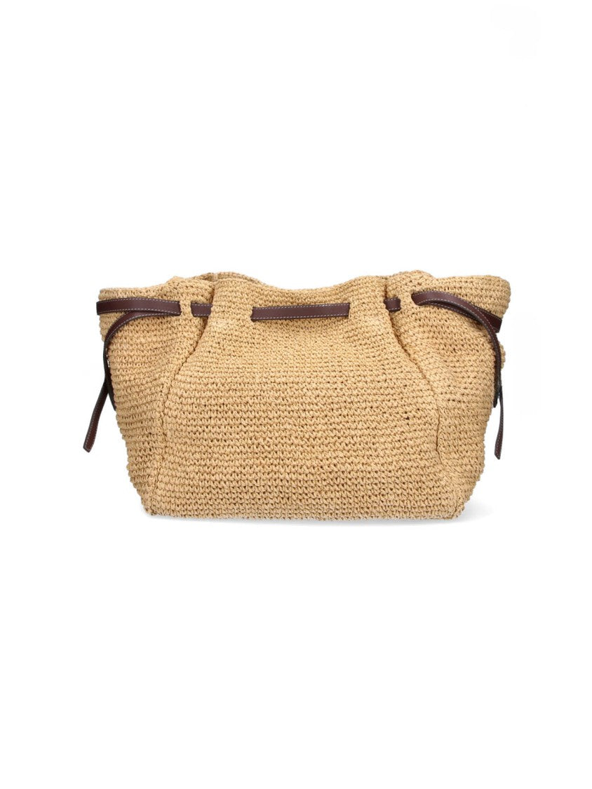 Tory Burch Beige Spacious Woven Leather Bag