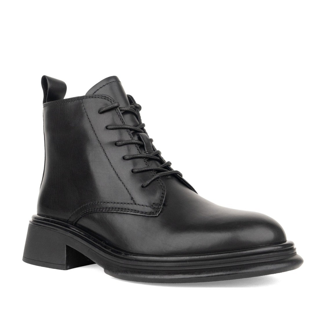 Linda Baumann Black Smooth Leather Lace-Up Ankle Boots