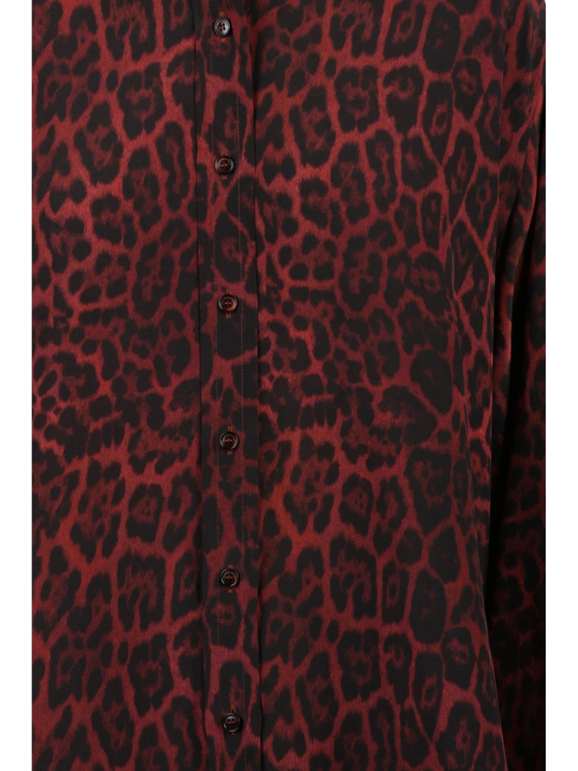 Stella Mccartney Red Bold Abstract Animal Print Silk Shirt