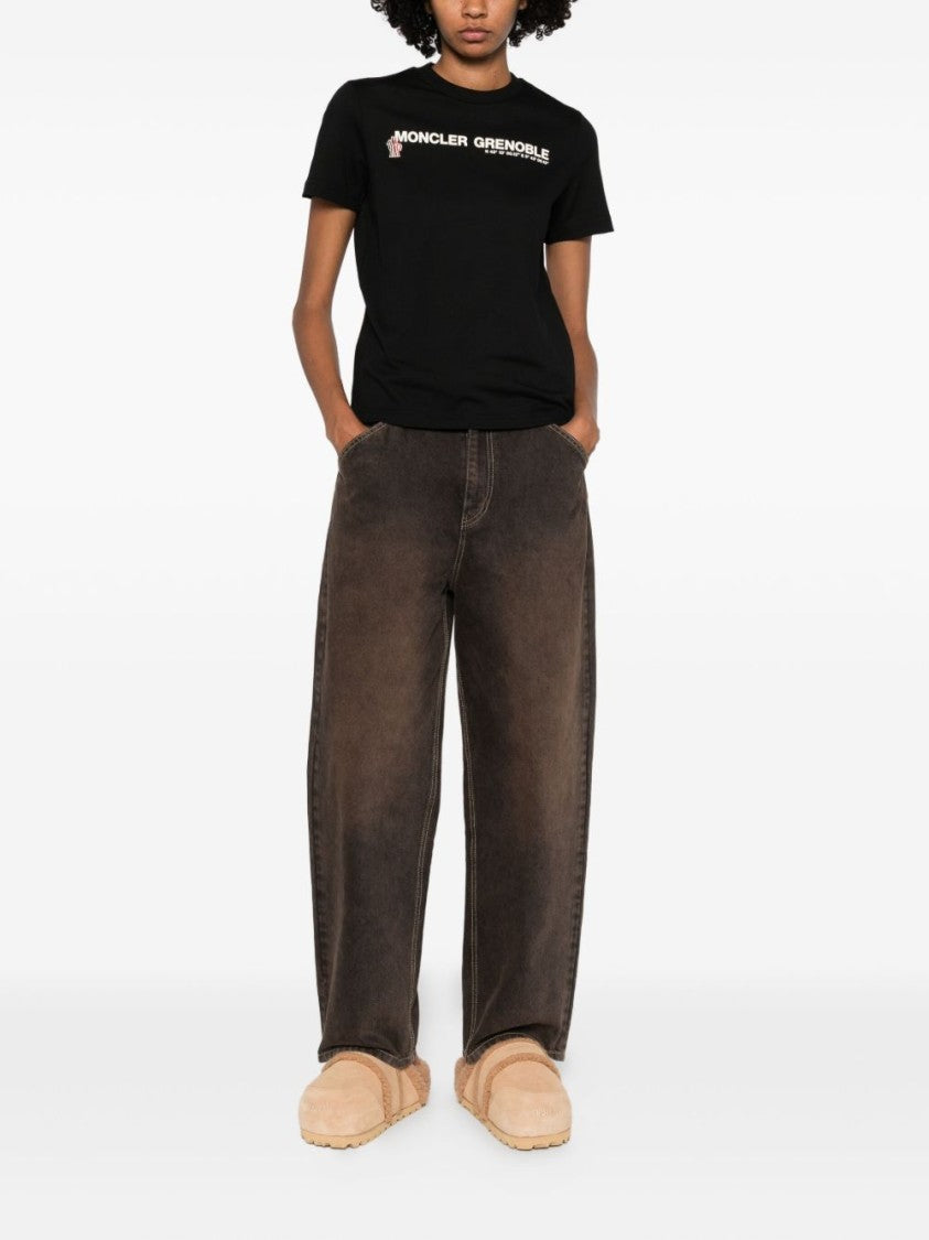 Moncler Grenoble Boxy Fit Black Cropped T-Shirt