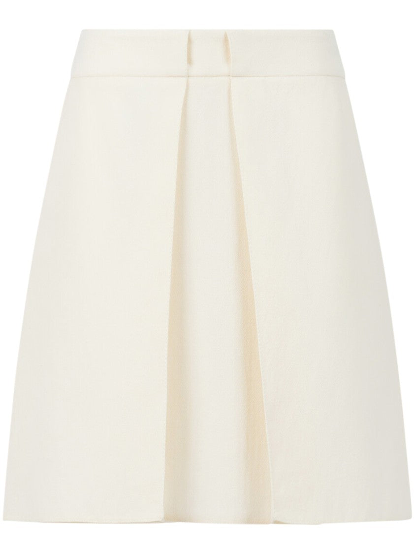 Marni Structured A-Line Mini Skirt In Creamy Ovine Leather
