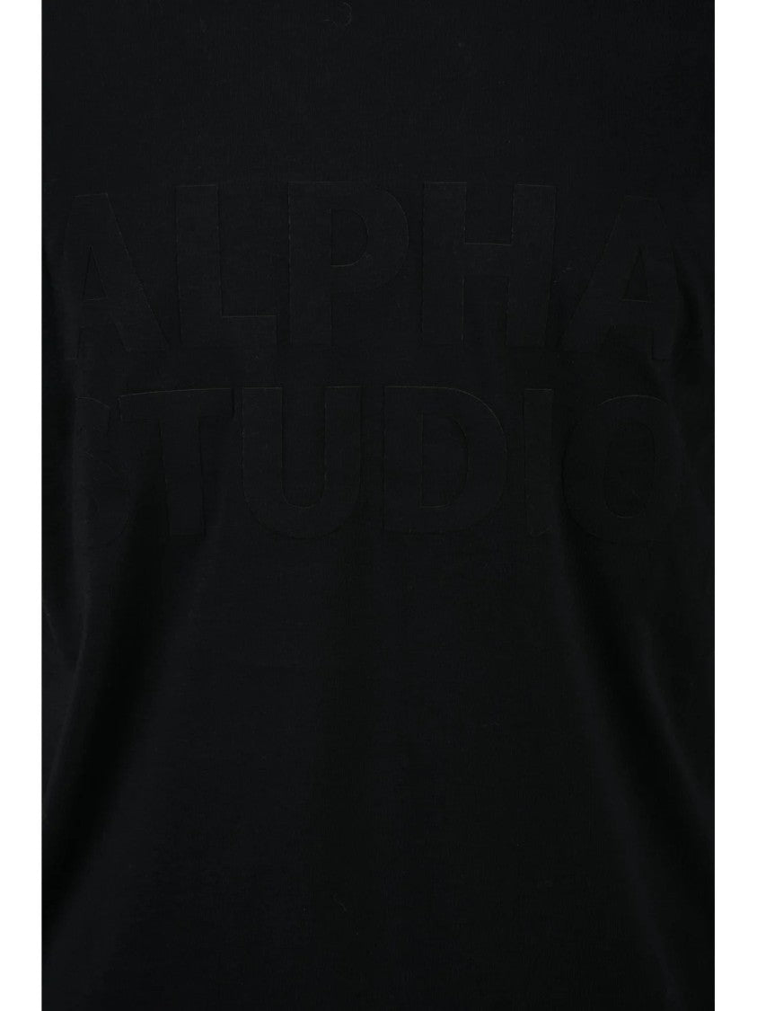 Alpha Studio Black Classic Crewneck T-Shirt