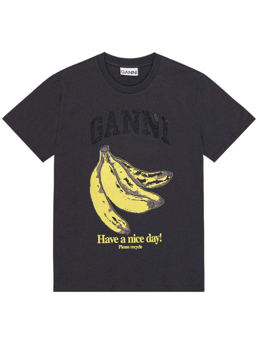Ganni Playful Banana Graphic Relaxed-Fit T-Shirt