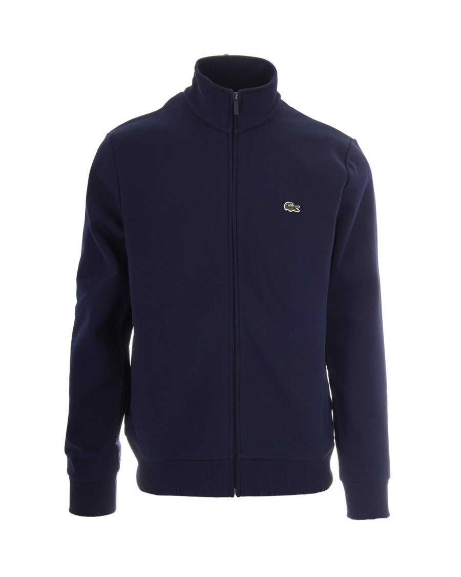 Lacoste Navy Blue Zip Cotton-Blend Zip-Through Knit
