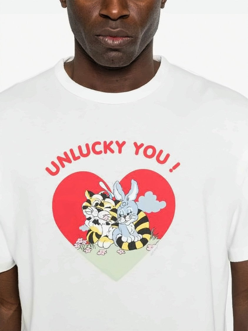 Kenzo White Cotton T-Shirt With Heart Graphic