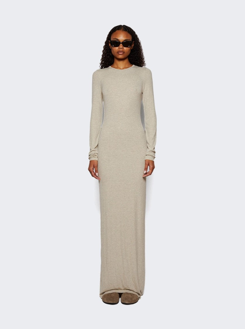 Eterne Long Sleeve Crewneck Maxi Dress Heather Oatmeal