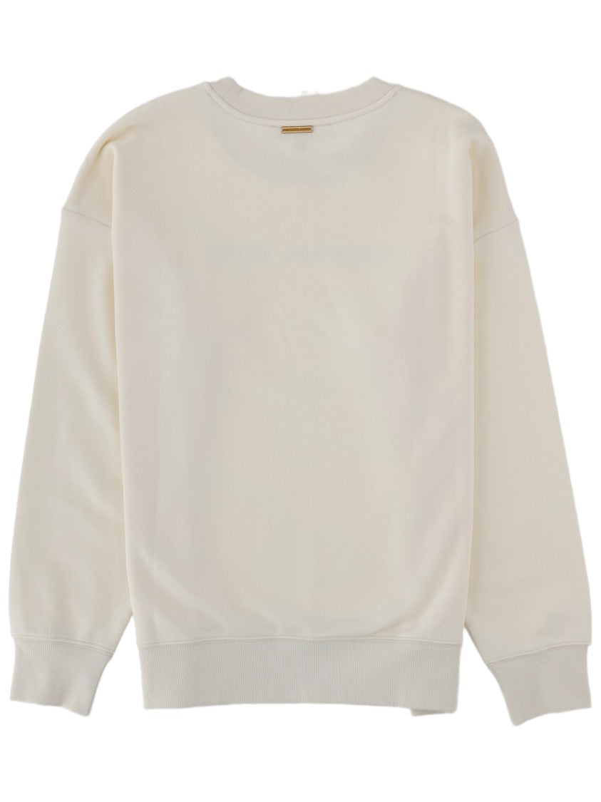 Michael Michael Kors Relaxed-Fit White Embossed Logo Cotton Sweatshirt