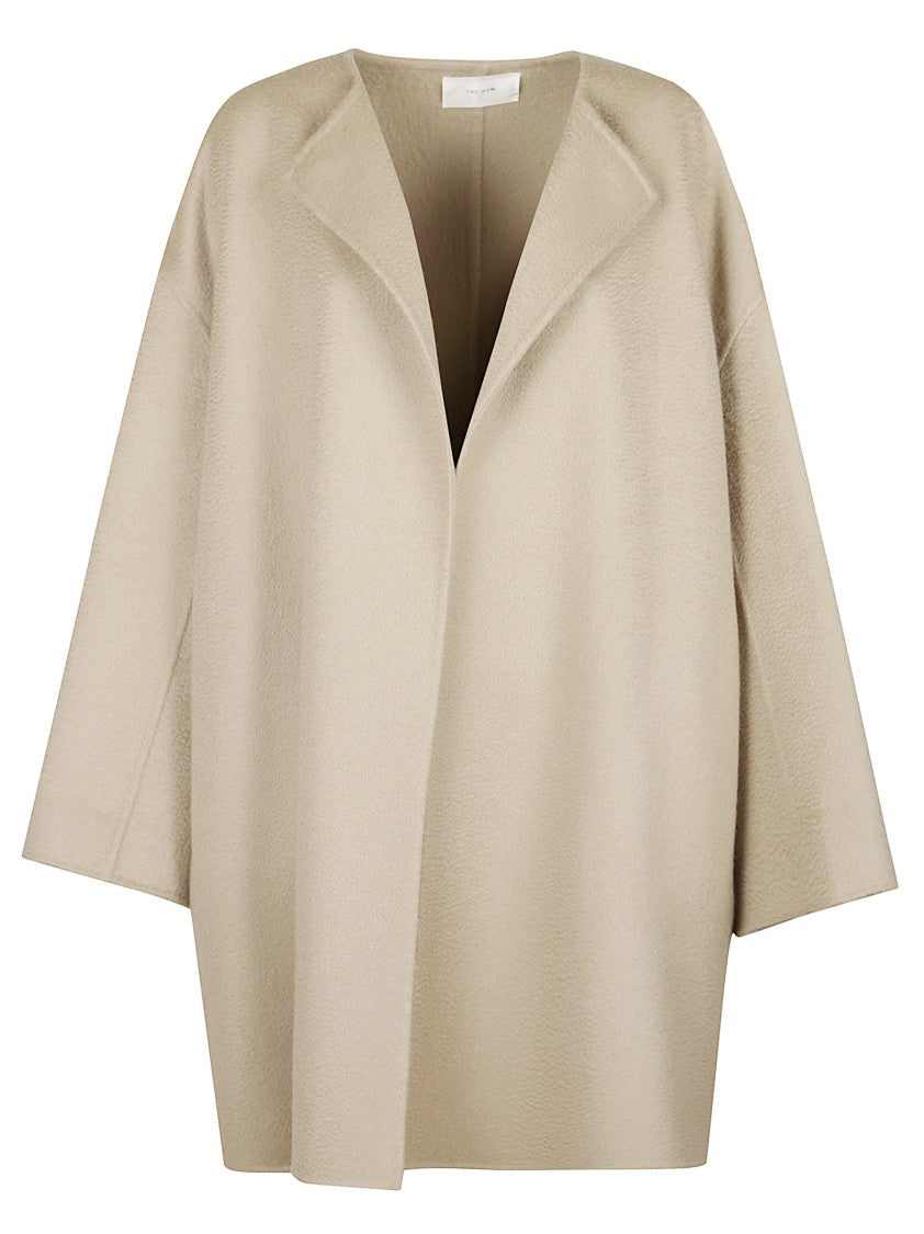 The Row Oversized Textured Coat With Open Front And Lapel Collar
