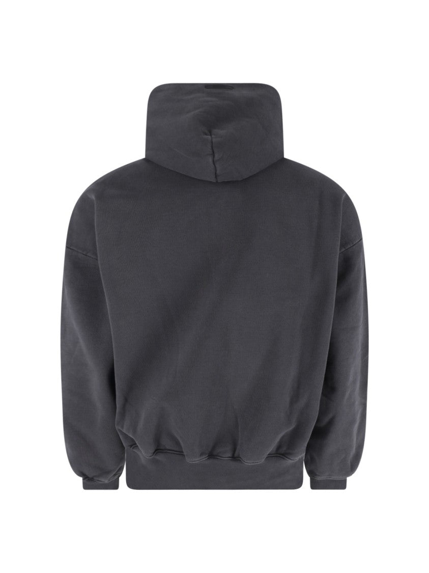 Fear Of God Essentials Charcoal Arched Logo Cotton Hooded Sweatshirt