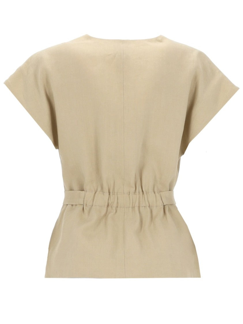 Paul Smith V-Neck Linen Buttoned Top