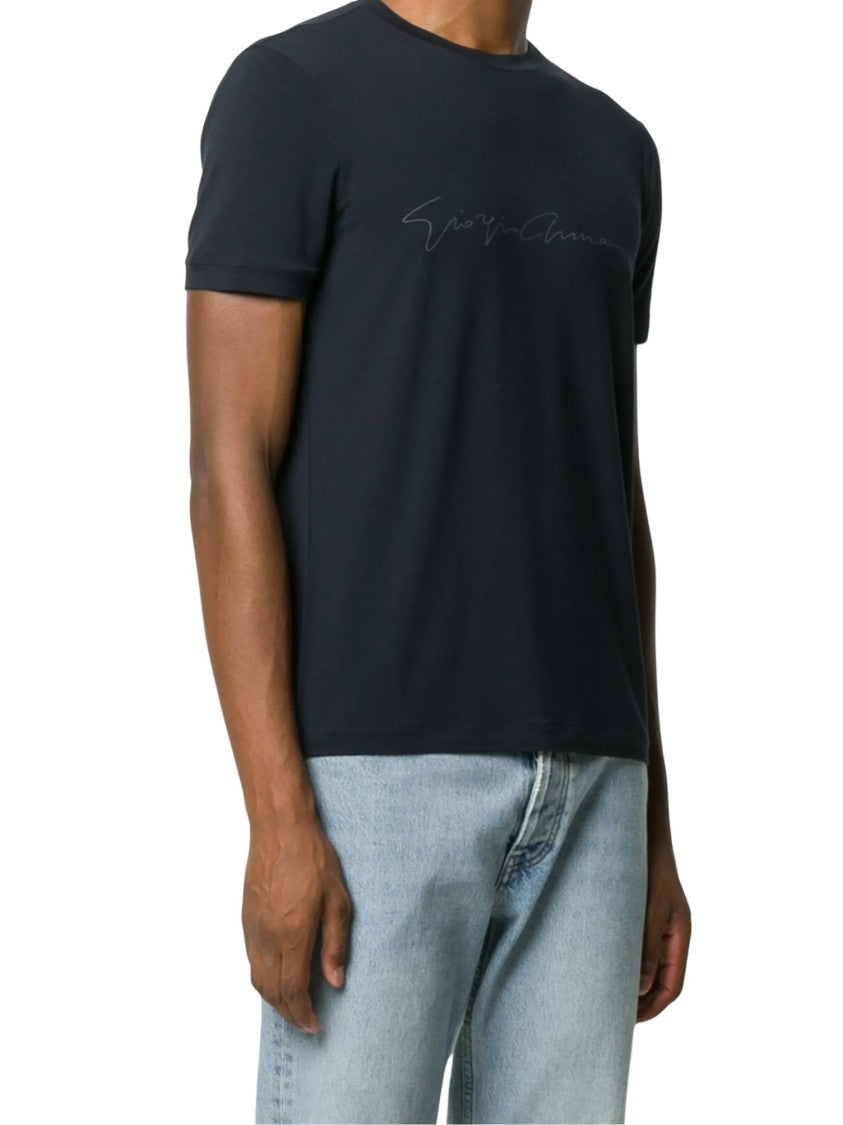 Giorgio Armani Signature Logo Crewneck Cotton T-Shirt