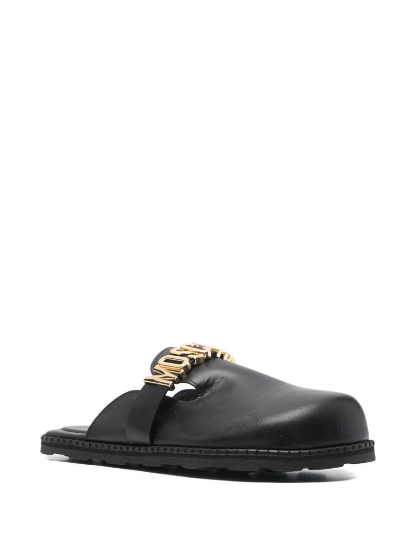 Moschino Black Silk And Nylon Strappy Sandals