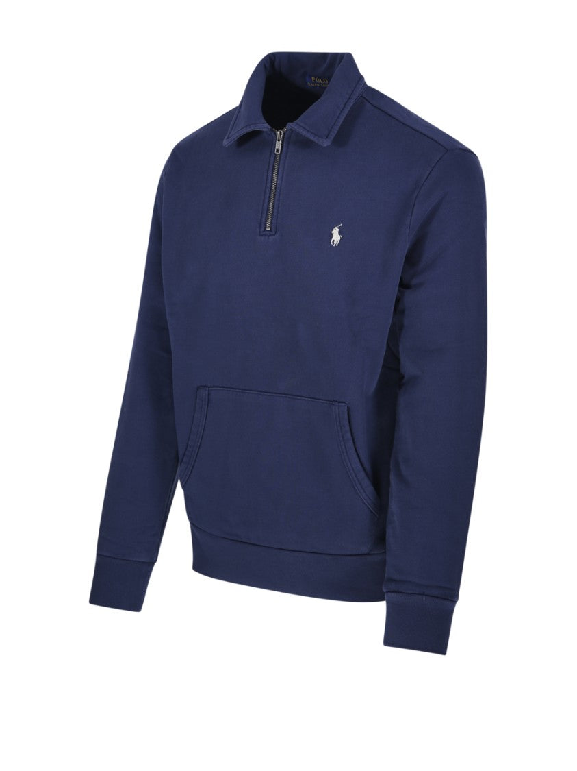 Polo Ralph Lauren Half Zip Cotton Sweatshirt With High Collar