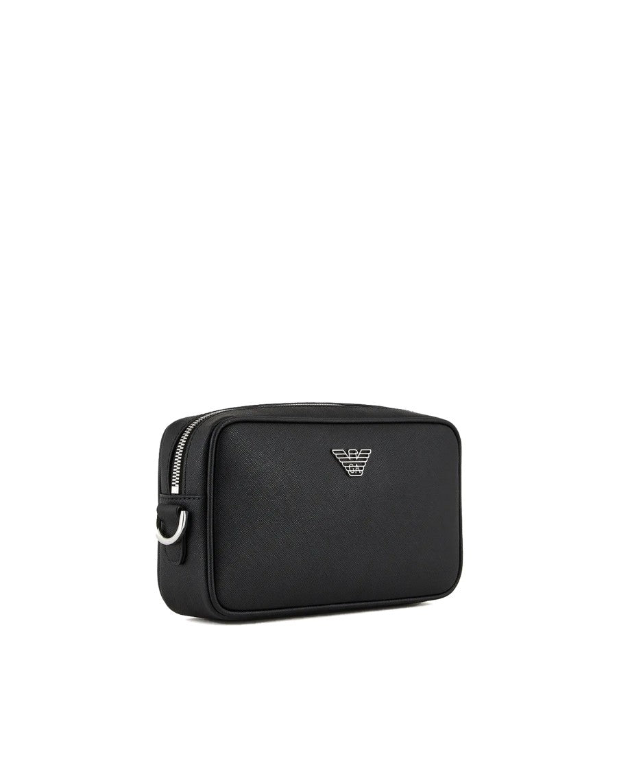 Emporio Armani Black Regenerated Saffiano Leather Beauty Case