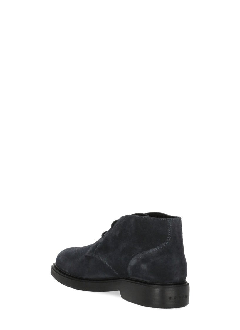 Hogan Blue Suede Lace-Up Boots