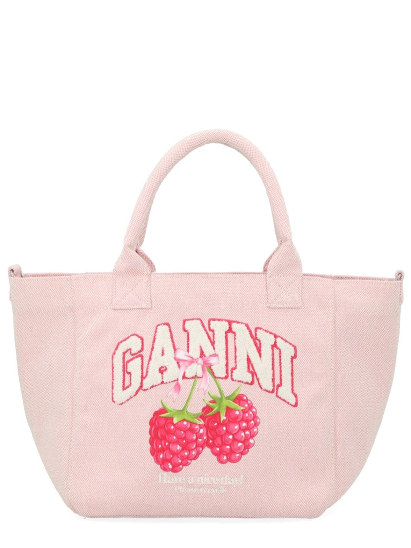 Ganni Pink Playful Raspberry Graphic Tote Bag
