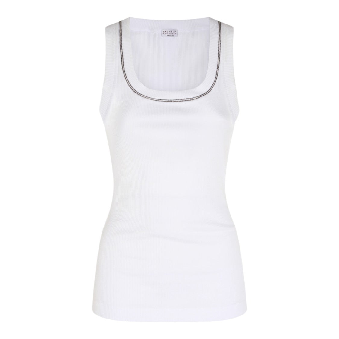 Brunello Cucinelli Ribbed Sleeveless Tank Top With Scoop Neckline