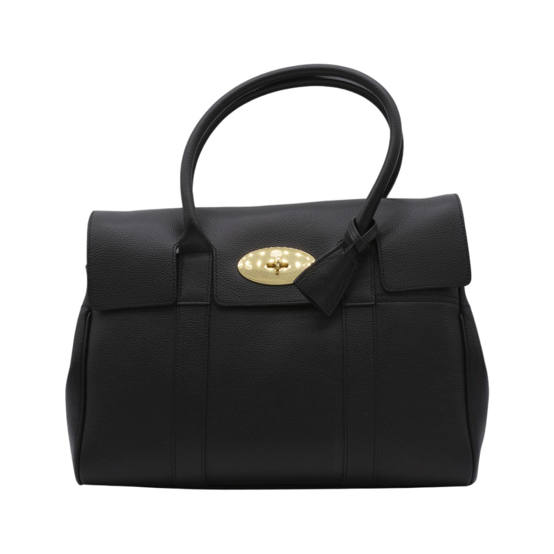 Mulberry Structured Black Leather Handbag With Gold-Tone Turn-Lock Closure