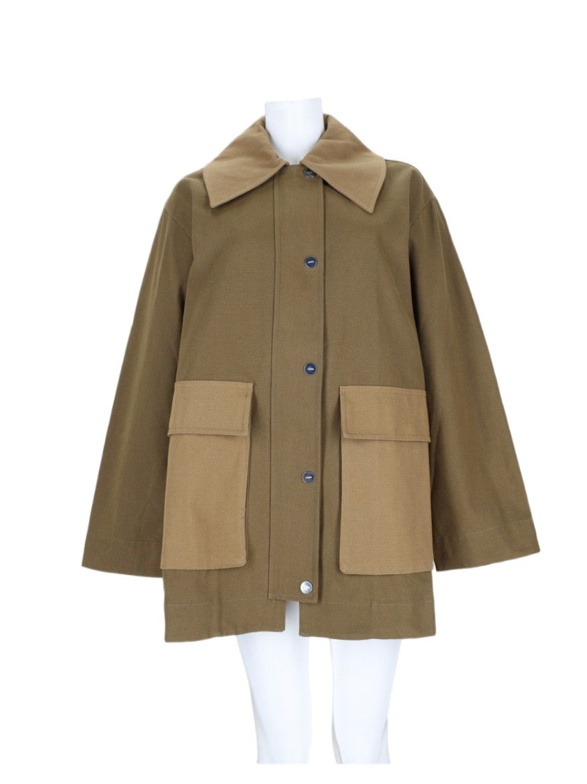 Ganni Boxy Utility Pockets Organic Cotton Jacket