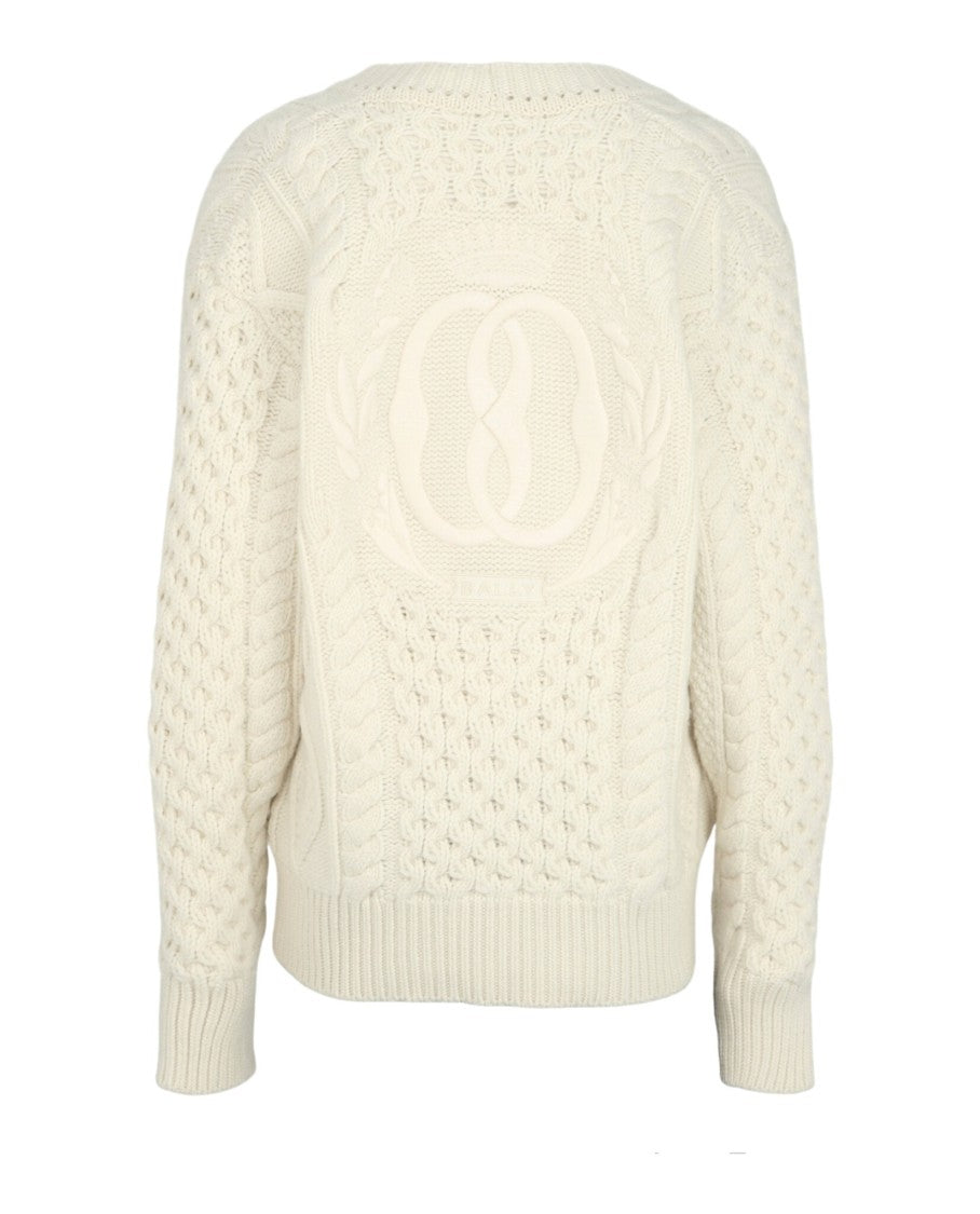 Bally Textured Cable Knit Cardigan With Embroidered Logo