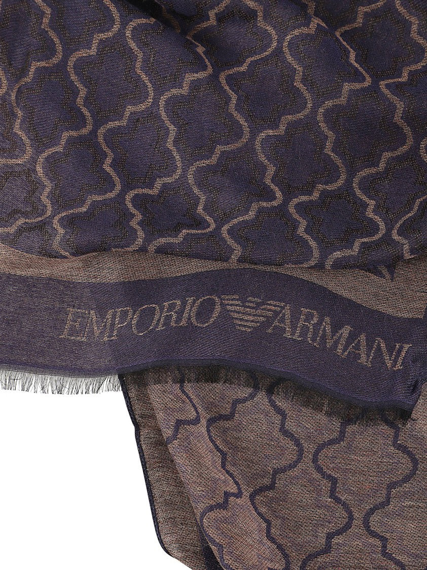 Emporio Armani Geometric Pattern Fringed Viscose-Blend Scarf