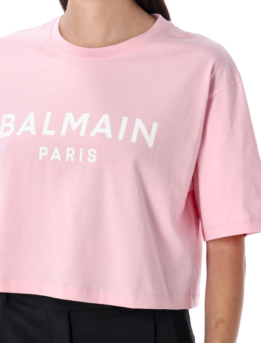 Balmain Cropped Logo Tee
