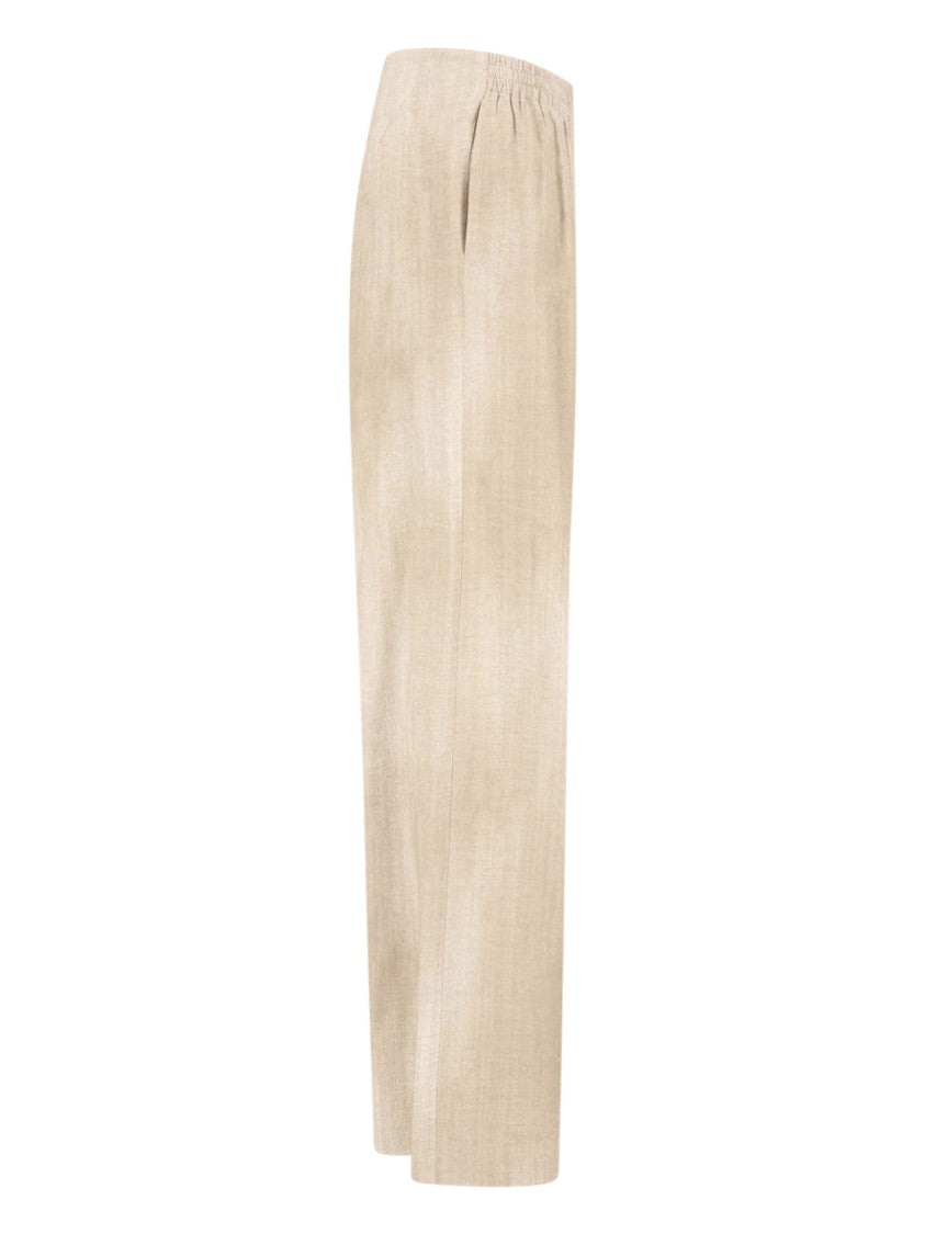 Ermanno Scervino Beige Viscose Gathered Elastic Waist Pants