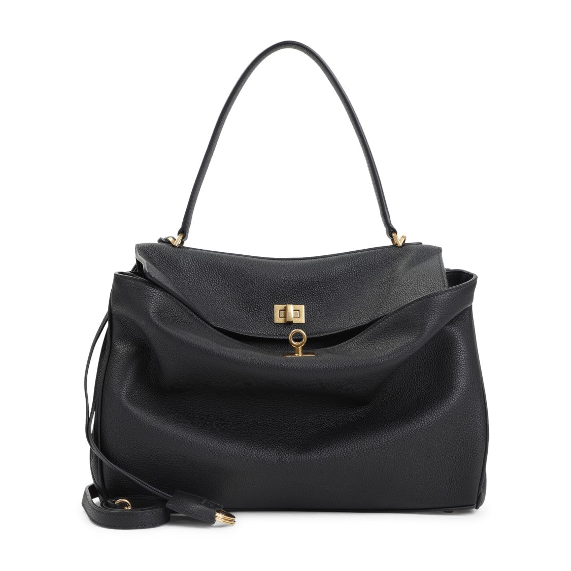 Balenciaga Grained Leather Shoulder Bag With Structured Silhouette