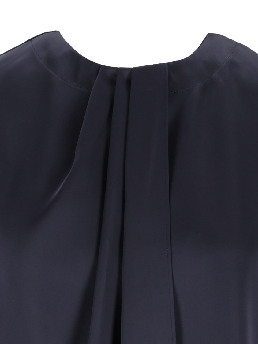 Emporio Armani Blue Flowing Cap-Sleeve Blouse