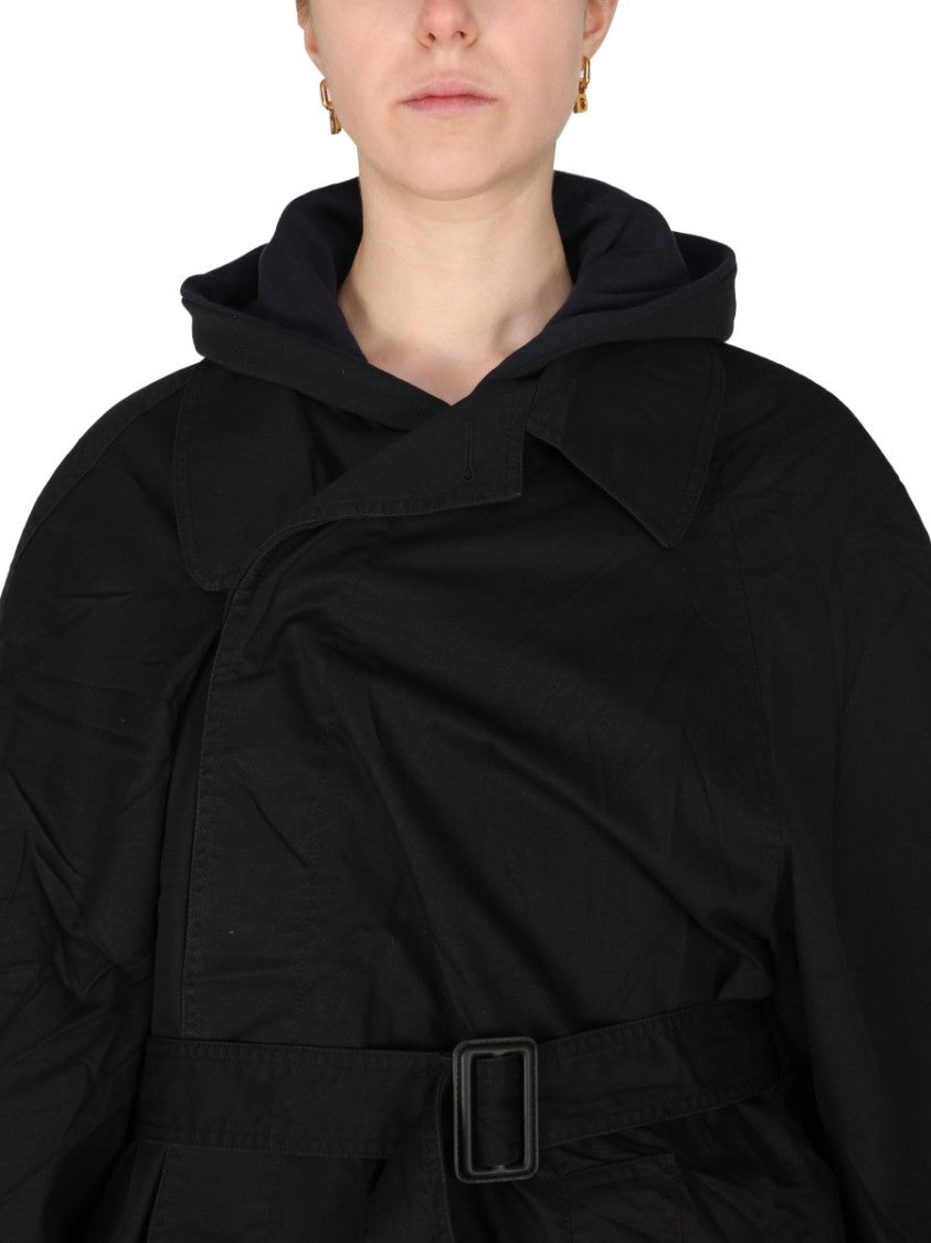 Balenciaga Oversized Carcoat With Pointed Collar And Concealed Closure