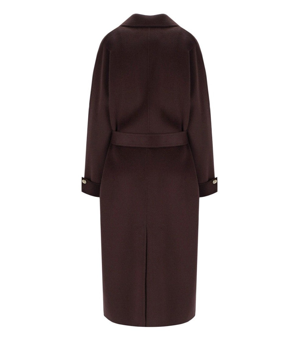 Elisabetta Franchi Coffee Belted Coat